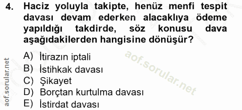 4. soru: Haciz yoluyla takipte, henüz menfi tespit davası devam ederken alacaklıya ödeme yapıldığı takdirde, söz konusu dava a…