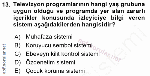 13. soru: Televizyon programlarının hangi yaş grubuna uygun olduğu ve programda yer alan zararlı içerikler konusunda izleyiciye…