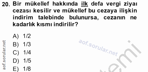 20. soru: Bir mükellef hakkında ilk defa vergi ziyaı cezası kesilir ve mükellef bu cezaya ilişkin indirim talebinde bulunursa,…