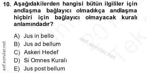 10. soru: Aşağıdakilerden hangisi bütün ilgililer için andlaşma bağlayıcı olmadıkça andlaşma hiçbiri için bağlayıcı olmayacak k…