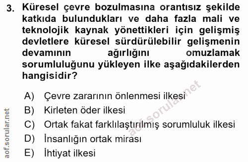 3. soru: Küresel çevre bozulmasına orantısız şekilde katkıda bulundukları ve daha fazla mali ve teknolojik kaynak yönettikleri…