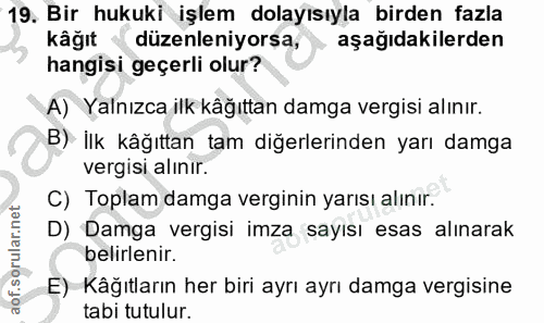19. soru: Bir hukuki işlem dolayısıyla birden fazla kâğıt düzenleniyorsa, aşağıdakilerden hangisi geçerli olur? A) Yalnızca ilk…
