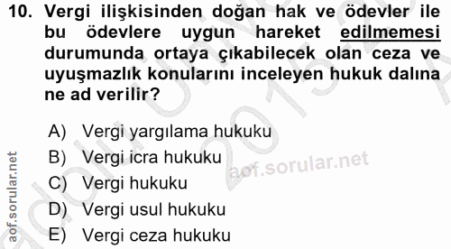 10. soru: Vergi ilişkisinden doğan hak ve ödevler ile bu ödevlere uygun hareket edilmemesi durumunda ortaya çıkabilecek olan ce…