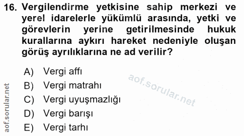 16. soru: Vergilendirme yetkisine sahip merkezi ve yerel idarelerle yükümlü arasında, yetki ve görevlerin yerine getirilmesinde…