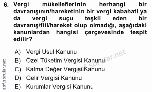 6. soru: Vergi mükelleflerinin herhangi bir davranışının/hareketinin bir vergi kabahati ya da vergi suçu teşkil eden bir davra…