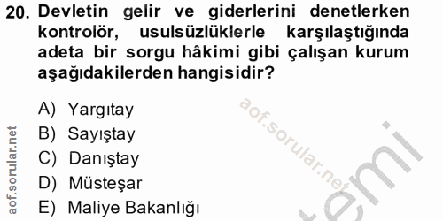 20. soru: Devletin gelir ve giderlerini denetlerken kontrolör, usulsüzlüklerle karşılaştığında adeta bir sorgu hâkimi gibi çalı…