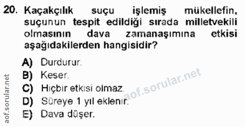 20. soru: Kaçakçılık suçu işlemiş mükellefin, suçunun tespit edildiği sırada milletvekili olmasının dava zamanaşımına etkisi aş…
