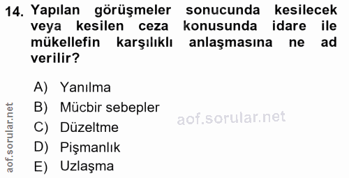 14. soru: Yapılan görüşmeler sonucunda kesilecek veya kesilen ceza konusunda idare ile mükellefin karşılıklı anlaşmasına ne ad…