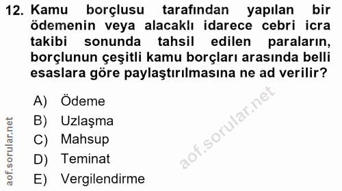 12. soru: Kamu borçlusu tarafından yapılan bir ödemenin veya alacaklı idarece cebri icra takibi sonunda tahsil edilen paraların…