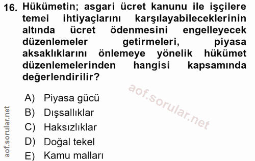 16. soru: Hükümetin; asgari ücret kanunu ile işçilere temel ihtiyaçlarını karşılayabileceklerinin altında ücret ödenmesini enge…
