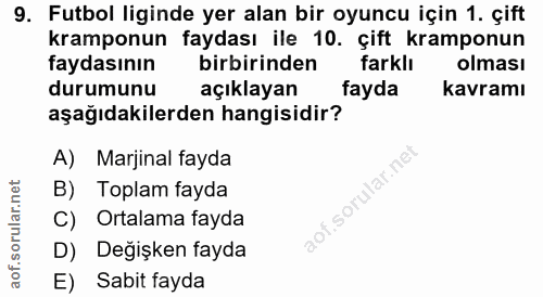 9. soru: Futbol liginde yer alan bir oyuncu için 1. çift kramponun faydası ile 10. çift kramponun faydasının birbirinden farkl…