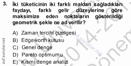 3. soru: iki tüketicinin iki farklı maldan sağladıkları faydayı, farklı gelirdüzeylerine( göre maksimize eden noktalarin göste…