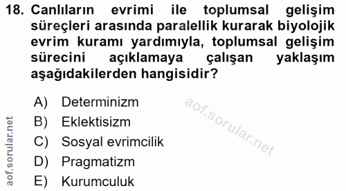 18. soru: Canlıların evrimi ile toplumsal gelişim süreçleri arasında paralellik kurarak biyolojik evrim kuramı yardımıyla, topl…