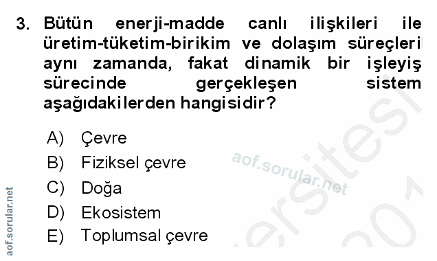 3. soru: Bütün enerji-madde canlı ilişkileri ile üretim-tüketim-birikim ve dolaşım süreçleri ayni zamanda, fakat dinamik bir i…
