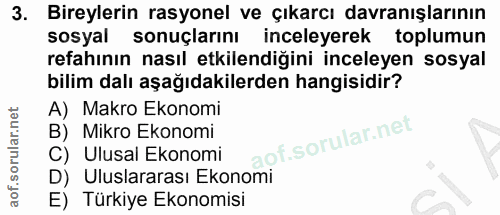 3. soru: Bireylerin rasyonel ve çıkarcı davranışlarının sosyal sonuçlarını inceleyerek toplumun refahının nasıl etkilendiğini…