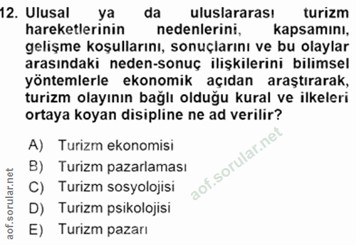 12. soru: Ulusal da uluslararası turizm hareketlerinin nedenlerini, kapsamını, gelişme koşullarını, sonuçlarını ve bu olaylar a…