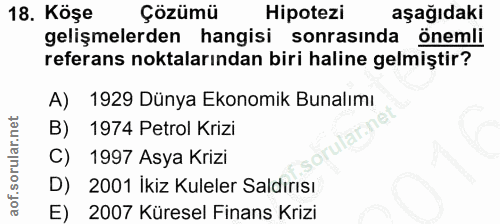 18. soru: Köşe Çözümü Hipotezi aşağıdaki gelişmelerden hangisi sonrasında önemli referans noktalarından biri haline gelmiştir?…
