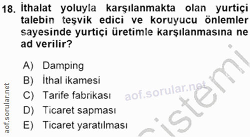 18. soru: Ithalat yoluyla karşılanmakta olan yurtiçi talebin teşvik edici ve koruyucu önlemler sayesinde yurtiçi üretimle karşı…