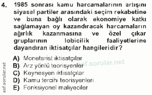 4. soru: 1985 sonrası kamu harcamalarının artışını siyasal partiler arasındaki seçim rekabetine ve buna bağlı olarak ekonomiye…