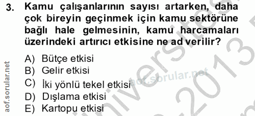 3. soru: Kamu çalışanlarının sayısı artarken, daha çok bireyin geçinmek için kamu sektörüne bağlı hale gelmesinin, kamu harcam…