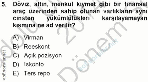 5. soru: Döviz, altın, menkul kıymet gibi bir finansal araç üzerinden sahip olunan variıkların aynı cinsten yükümlülükleri kar…