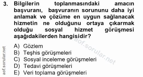 3. soru: Bilgilerin toplanmasındaki amacın başvuranı, başvuranın sorununu daha iyi anlamak ve çözüme en uygun sağlanacak hizme…