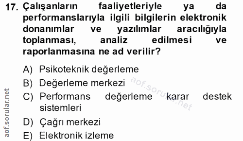 17. soru: Çalışanların faaliyetleriyle ya da performanslarıyla ilgili bilgilerin elektronik donanımlar ve yazılımlar aracılığıy…