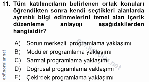 11. soru: Tüm katılımcıların belirlenen ortak konuları öğrendikten sonra kendi seçtikleri alanlarda ayrıntılı bilgi edinmelerin…