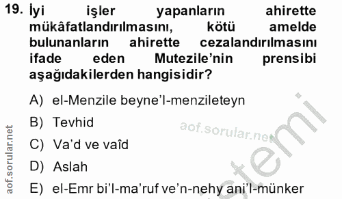 19. soru: lyi işler yapanların ahirette mükäfatlandırılmasını, kötü amelde bulunanların ahirette cezalandırılmasını ifade eden…