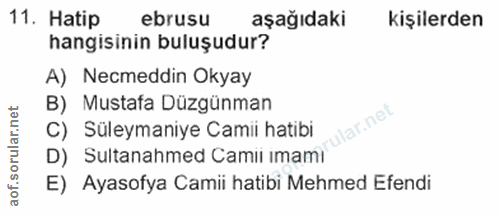 11. soru: Hatip ebrusu aşağıdaki kişilerden hangisinin buluşudur? A) Necmeddin Okyay B) Mustafa Düzgünman rular.net C) Süleyman…