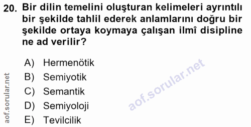 20. soru: Bir dillin temelini oluşturan kelimeleri ayrıntılı bir şekilde tahlil ederek anlamlarını doğru bir şekilde ortaya koy…