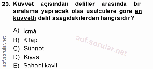 20. soru: Kuvvet açısından deliller arasında bir sıralama yapılacak olsa usulcülere göre en kuvvetli delil aşağıdakilerden hang…