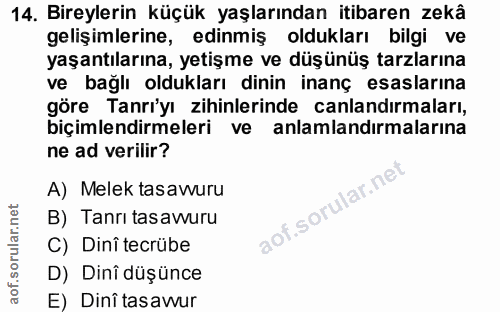 14. soru: Bireylerin küçük yaşlarından itibaren zekâ gelişimlerine, edinmiş oldukları bilgi ve yaşantılarına, yetişme ve düşünü…