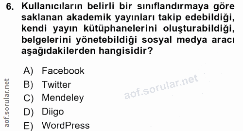 6. soru: Kullanıcıların belirli bir sınıflandırmaya göre saklanan akademik yayınları takip edebildiği, kendi yayın kütüphanele…