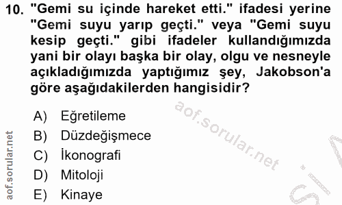 10. soru: "Gemi su içinde hareket etti." ifadesi yerine "Gemi suyu yarıp geçti." veya "Gemi suyu kesip geçti." gibi ifadeler ku…