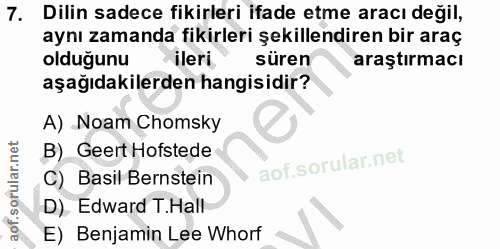 7. soru: Dilin sadece fikirleri ifade etme aracı değil, aynı zamanda fikirleri şekillendiren bir araç olduğunu ileri süren ara…