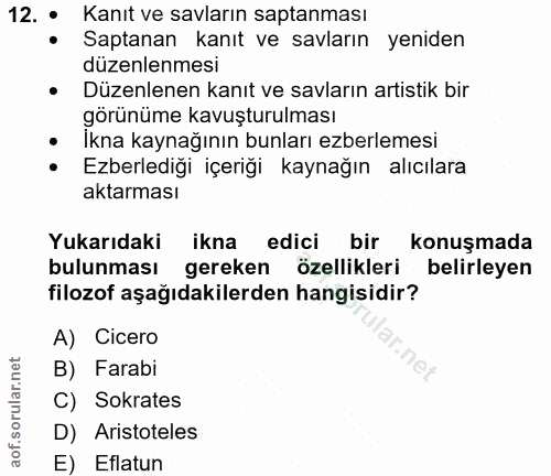 12. soru: • Kanıt ve savların saptanması Saptanan kanıt ve savların yeniden düzenlenmesi • Düzenlenen kanıt ve savların artisti…