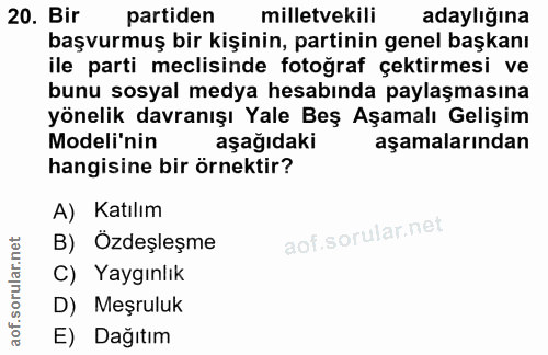20. soru: Bir partiden milletvekili adaylığına başvurmuş bir kişinin, partinin genel başkanı ile parti meclisinde fotograf çekt…