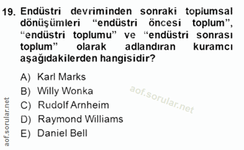 19. soru: Endüstri devriminden sonraki topiumsal dönüşümleri "endüstri öncesi toplum" "endüstri toplumu" ve "endüstri sonrası t…