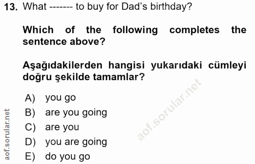 13. soru: What -- to buy for Dad's birthday? Which of the following completes the sentence above? Aşağıdakilerden hangisi yukar…