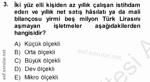 3. soru: İki yüz elli kişiden az yıllık çalışan istihdam eden ve yıllık net satış hâsılatı ya da mali bilançosu yirmi beş mily…