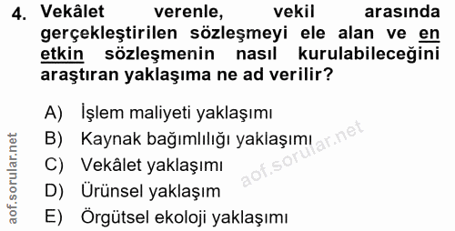 4. soru: Vekâlet verenle, vekil arasında gerçekleştirilen sözleşmeyi ele alan ve en etkin sözleşmenin nasıl kurulabileceğini a…