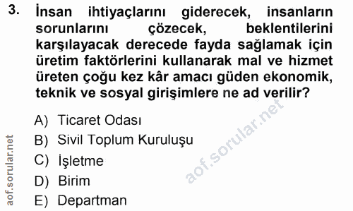 3. soru: İnsan ihtiyaçlarını giderecek, insanların sorunlarını çözecek, beklentilerini karşılayacak derecede fayda sağlamak iç…