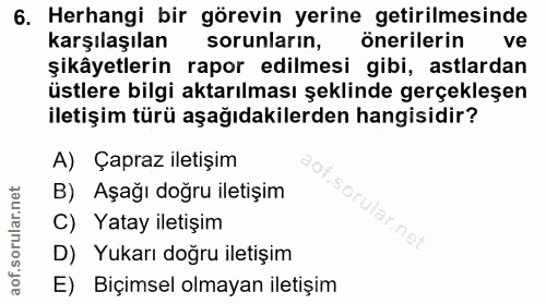 6. soru: Herhangi bir görevin yerine getirilmesinde karşılaşılan sorunların, önerilerin ve şikâyetlerin rapor edilmesi gibi, a…