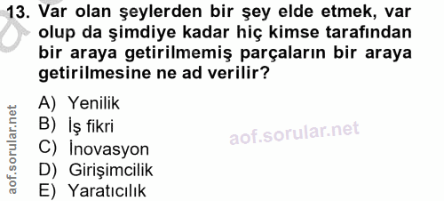 13. soru: Var olan şeylerden bir şey elde etmek, var olup da şimdiye kadar hiç kimse tarafından bir araya getirilmemiş parçalar…