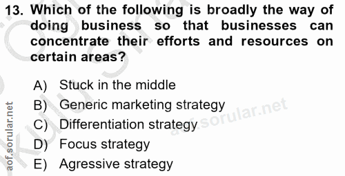 13. soru: Which of the following is broadly the way of doing business so that businesses can concentrate their efforts and reso…