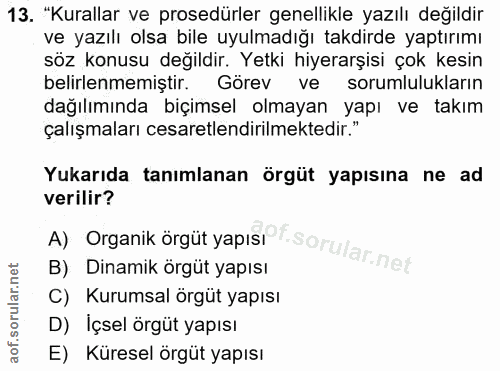 13. soru: "Kurallar ve prosedürler genellikle yazılı değildir ve yazılı olsa bile uyulmadığı takdirde yaptırımı söz konusu deği…