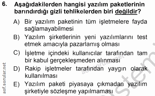 6. soru: Aşağıdakilerden hangisi yazılım paketlerinin barındırdığı gizli tehlikelerden biri değildir? A) Bir yazılım paketinin…