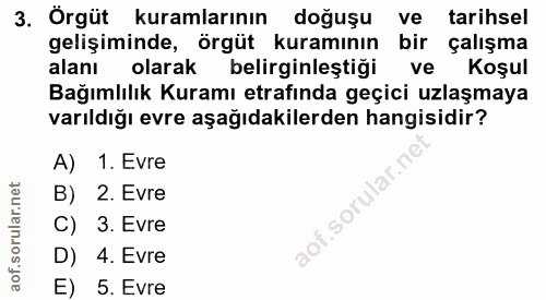 3. soru: Örgüt kuramlarının doğuşu ve tarihsel gelişiminde, örgüt kuramının bir çalışma alanı olarak belirginleştiği ve Koşul…