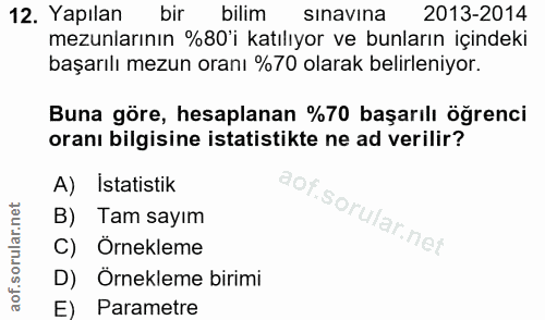 12. soru: Yapılan bir bilim sinavina 2013-2014 mezunlarının %80'i katılıyor ve bunların içindeki başarılı mezun oranı %70 olara…